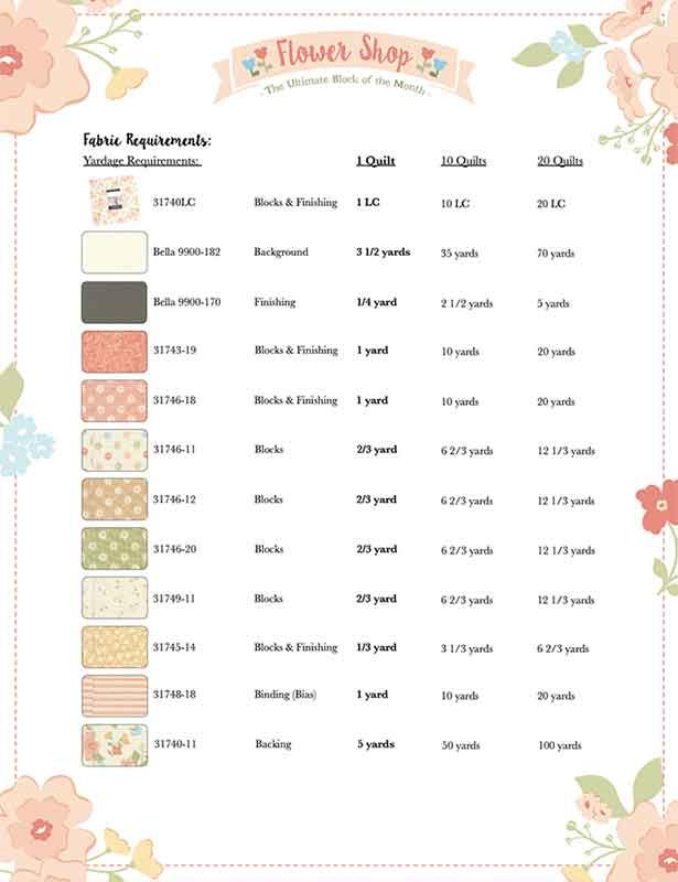 Flower Shop BOM - Quilt Pattern