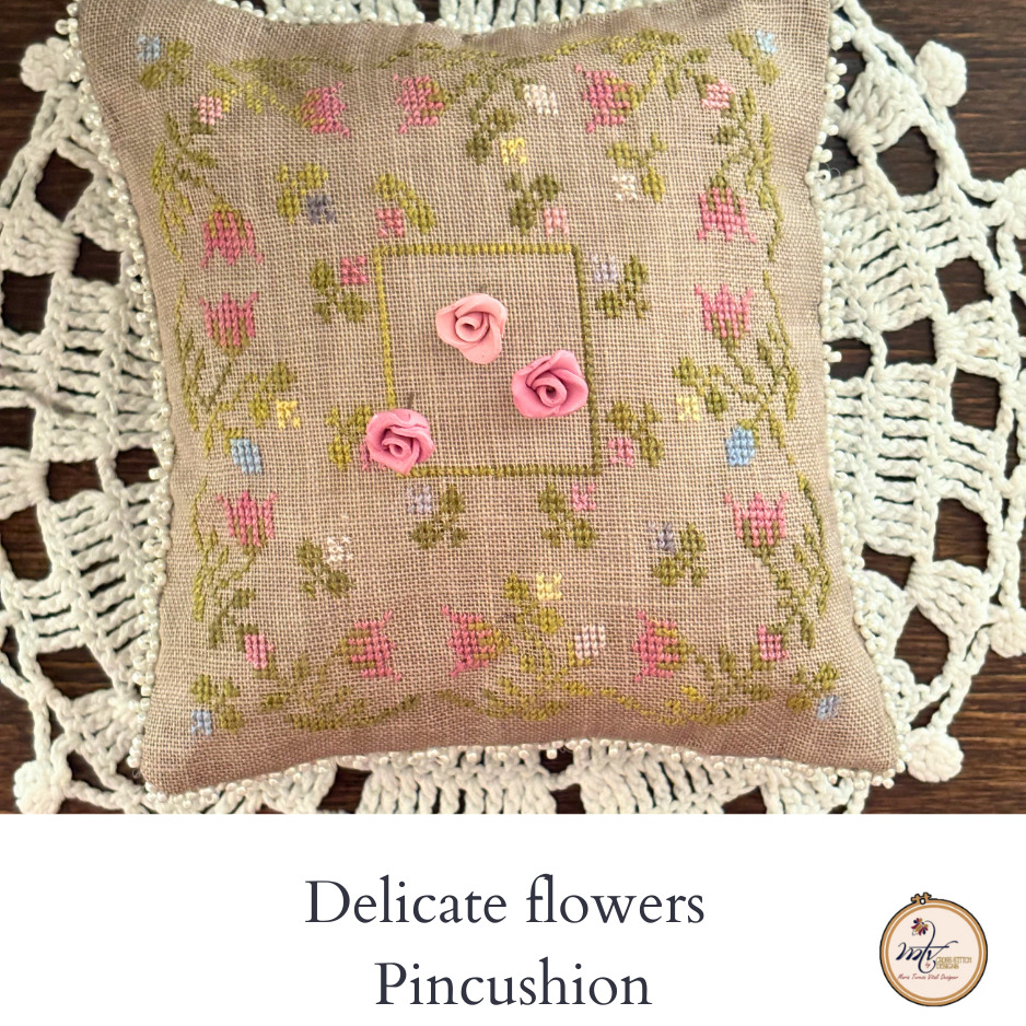 Delicate Flowers Pincushion - Cross Stitch Pattern