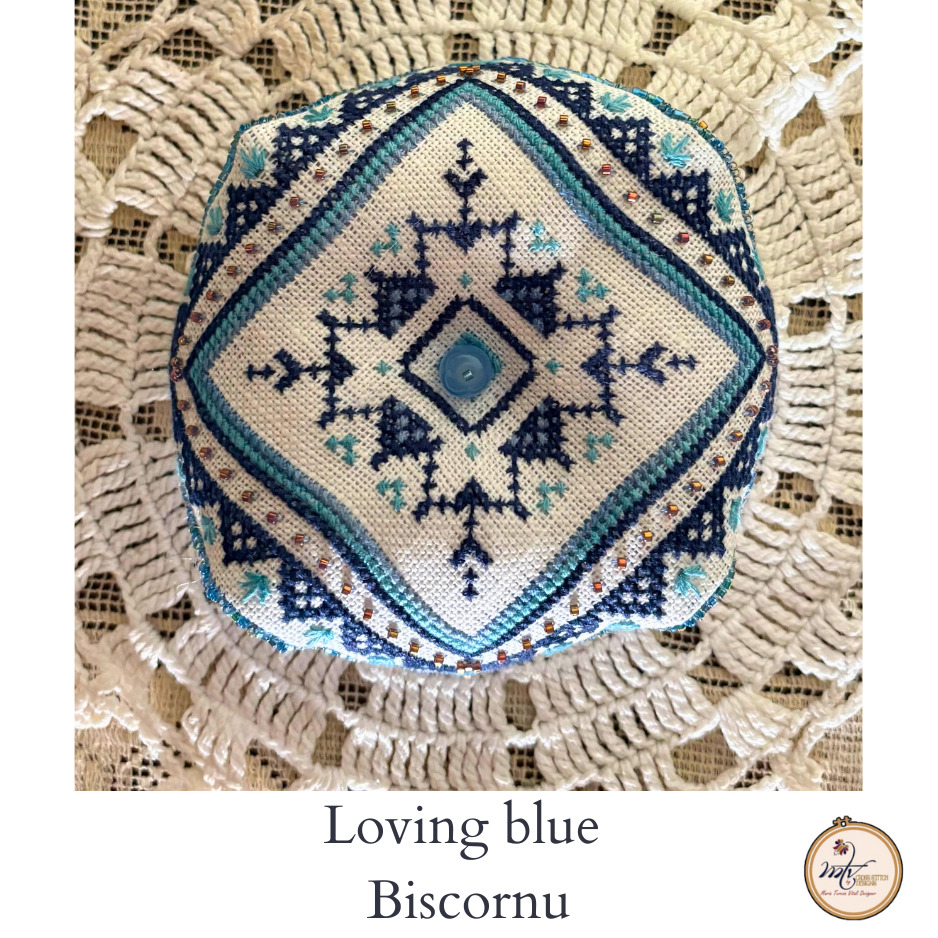 Loving Blue Biscornu - Cross Stitch Pattern