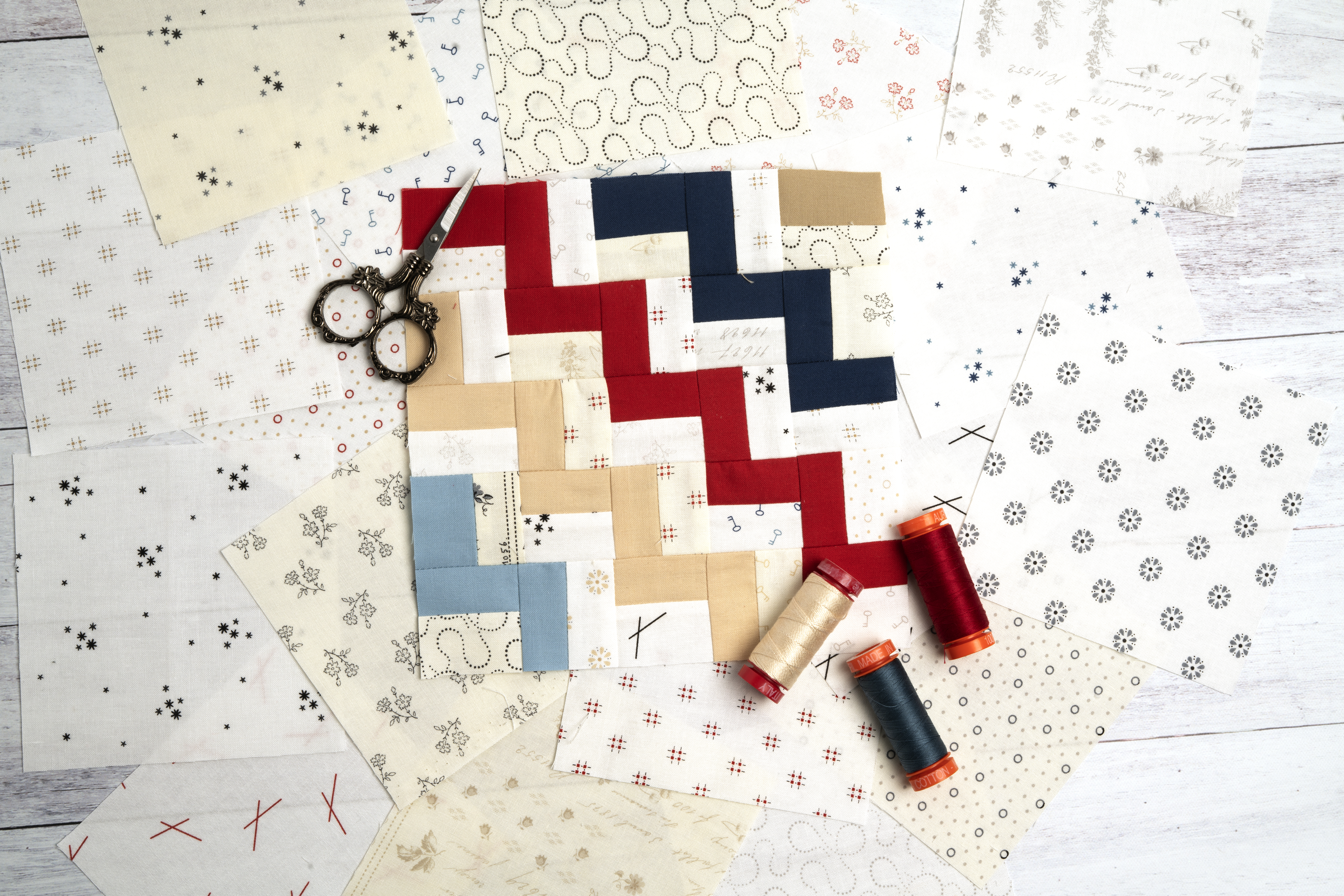 Mix It Up Off White Red - Dottie Dots - Quilt Fabric