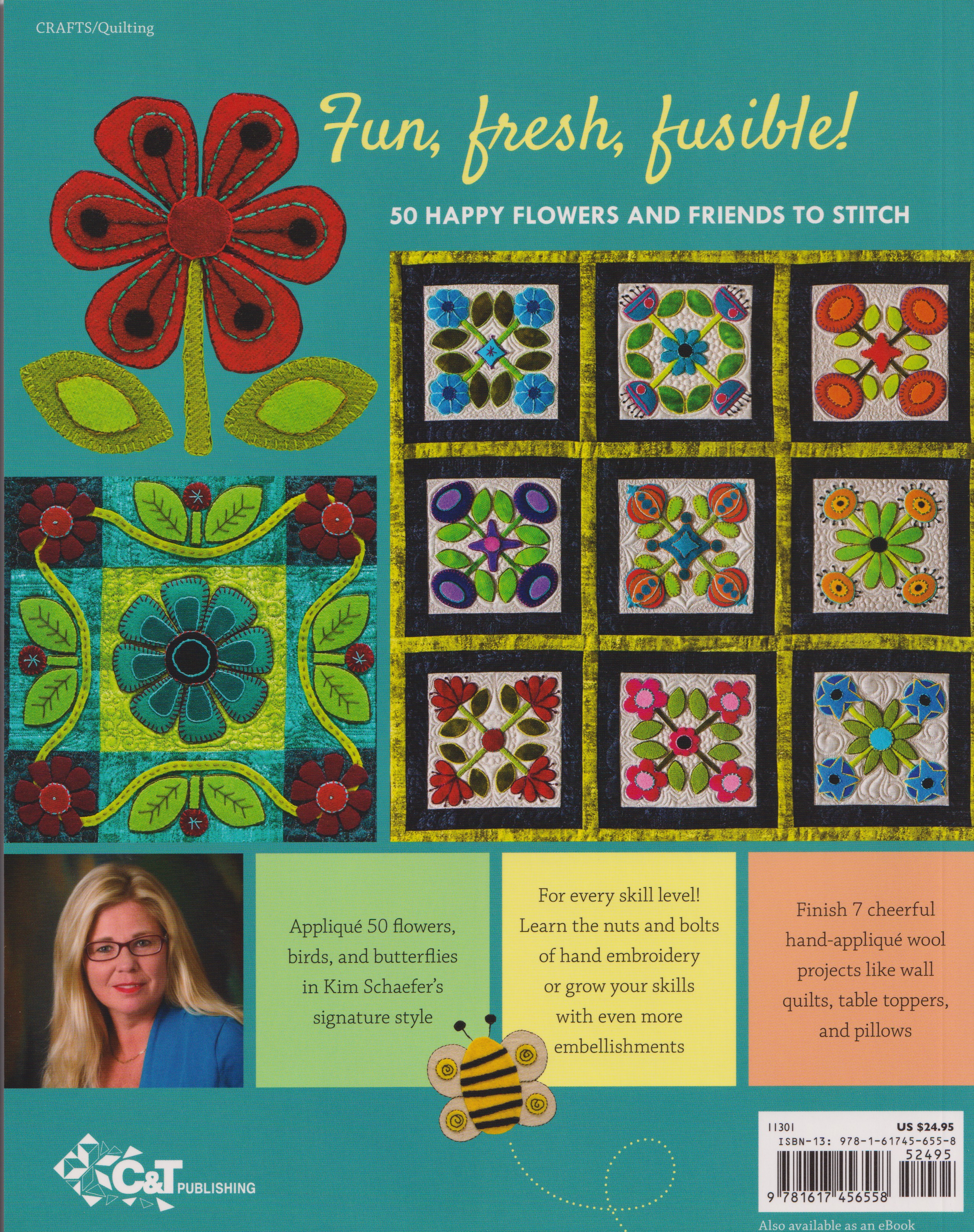 Whimsical Wool Applique - Quilt Pattern, different perspective #1, zoomed in. Select this picture to zoom back out.