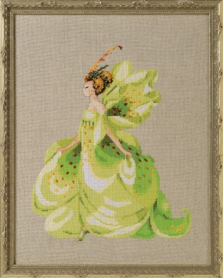 Green Lady Slipper Orchid Party - Cross Stitch Pattern