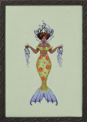 Belize Mermaid - Cross Stitch Pattern, zoomed in. Select this picture to zoom back out.
