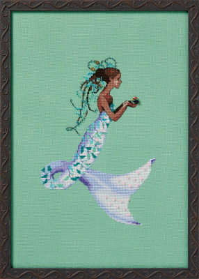 St. Thomas Mermaid - Cross Stitch Pattern, zoomed in. Select this picture to zoom back out.