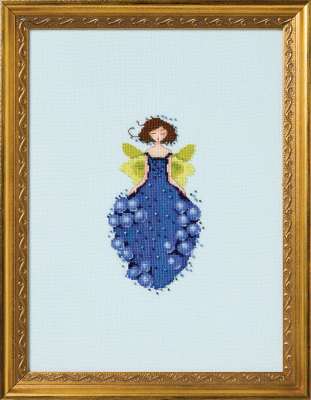 Flutter Fruit: Miss Blueberry - Cross Stitch Pattern, zoomed in. Select this picture to zoom back out.