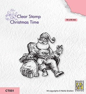 Santa Claus In Lounge Chair - Clear Stamp