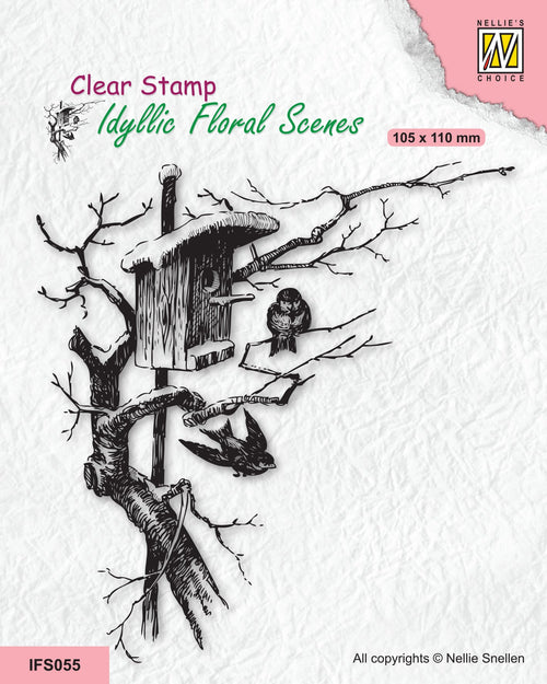 Nesting Box With Birds - Clear Stamp