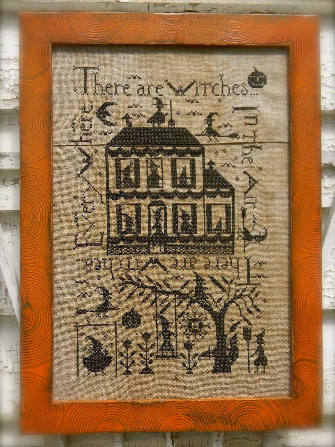 Witches in the Air - Halloween Cross Stitch Pattern