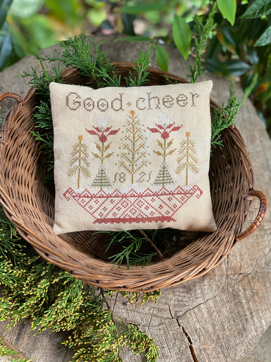 Basket of Cheer - Christmas Cross Stitch Pattern