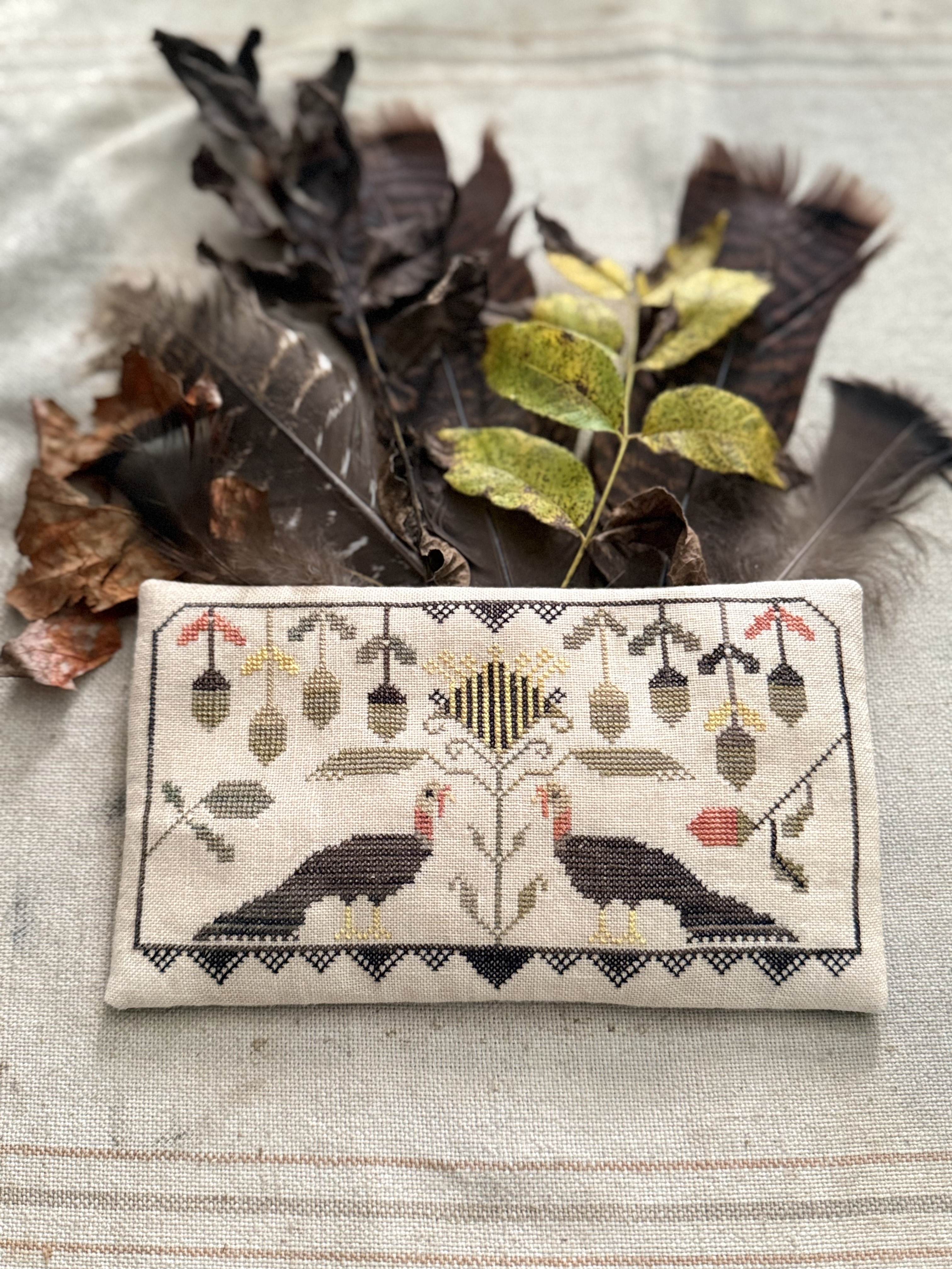Two Toms - Thanksgiving Cross Stitch Pattern, zoomed in. Select this picture to zoom back out.