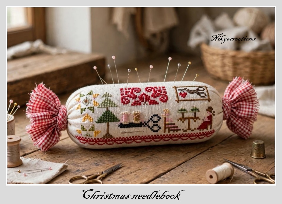 Christmas Needlebook - Cross Stitch Pattern, zoomed in. Select this picture to zoom back out.