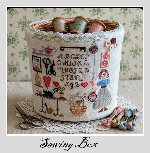 Sewing Box - Cross Stitch Pattern, zoomed in. Select this picture to zoom back out.