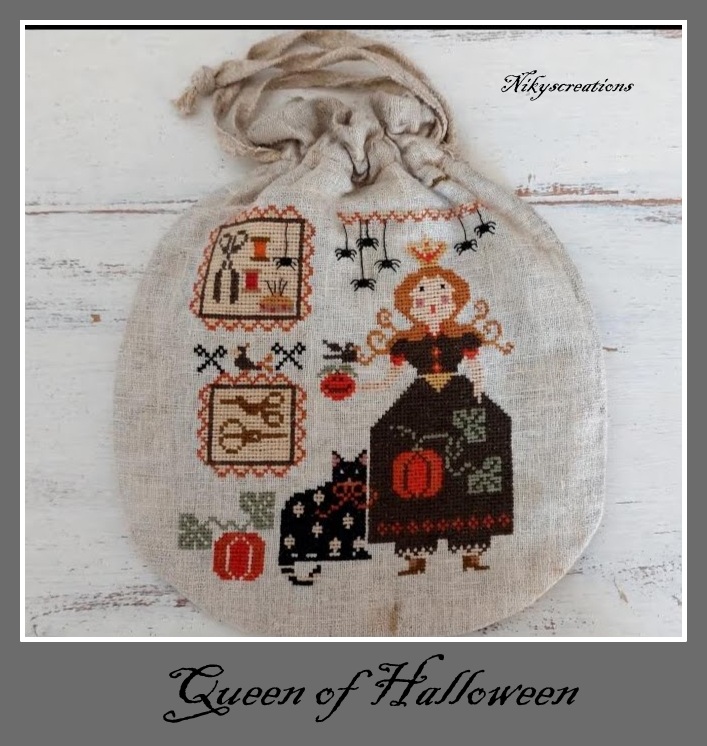 Queen of Halloween - Cross Stitch Pattern, zoomed in. Select this picture to zoom back out.