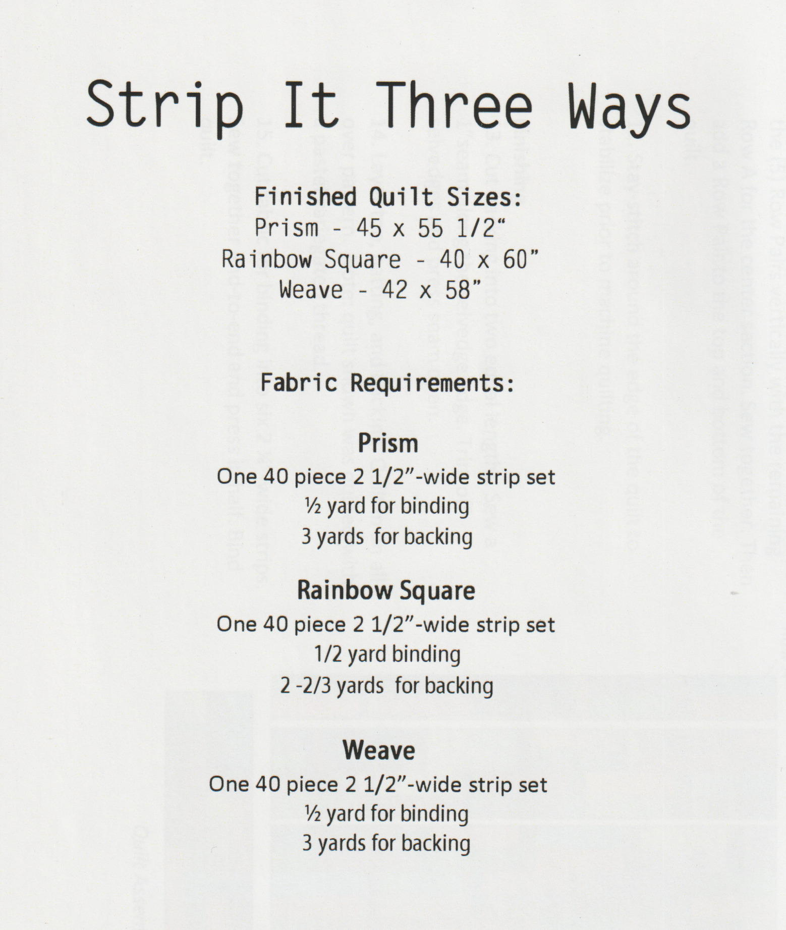 Strip It Three Ways - Quilt Pattern