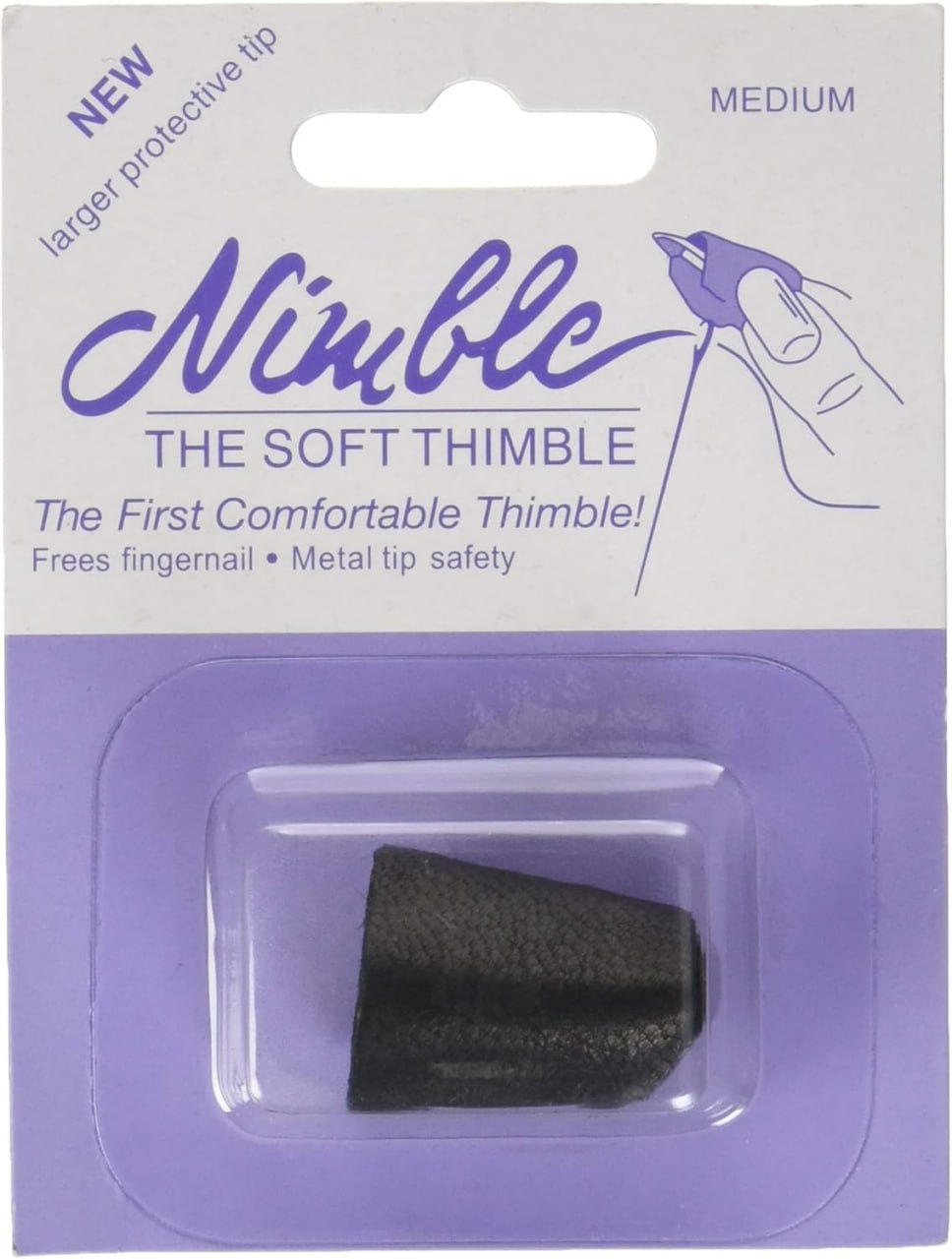 Leather Nimble Thimble with Metal Tip - Medium