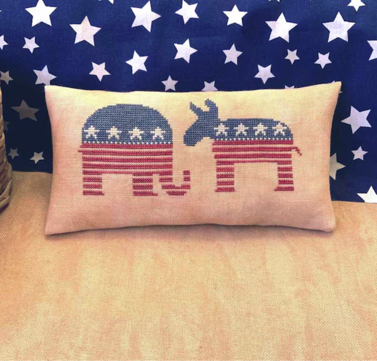 Patriotic Elephant and Donkey - PDF Cross Stitch Pattern