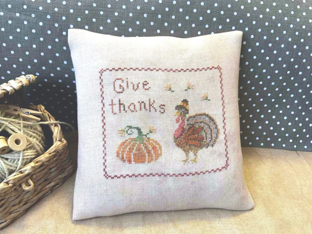 Give Thanks II (Turkey and Pumpkin) - Cross Stitch Pattern