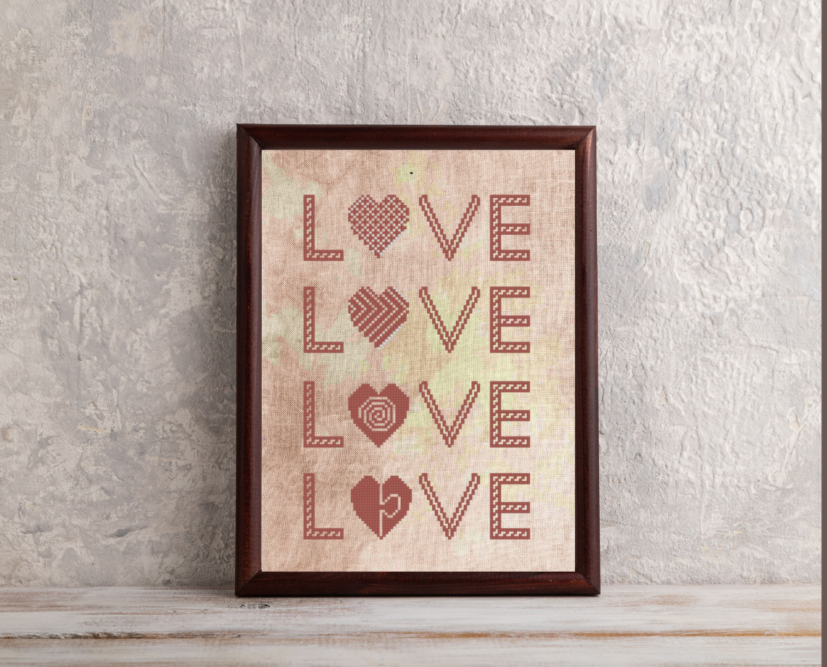 Love Sampler (4 Words) - Cross Stitch Pattern