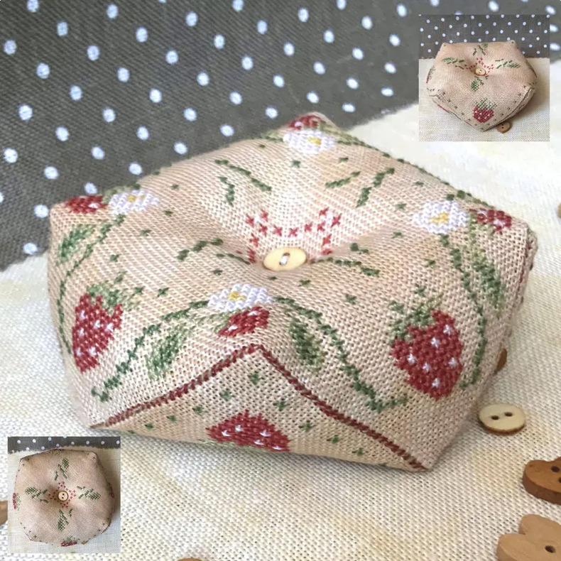 Strawberry Biscornu - Cross Stitch Pattern