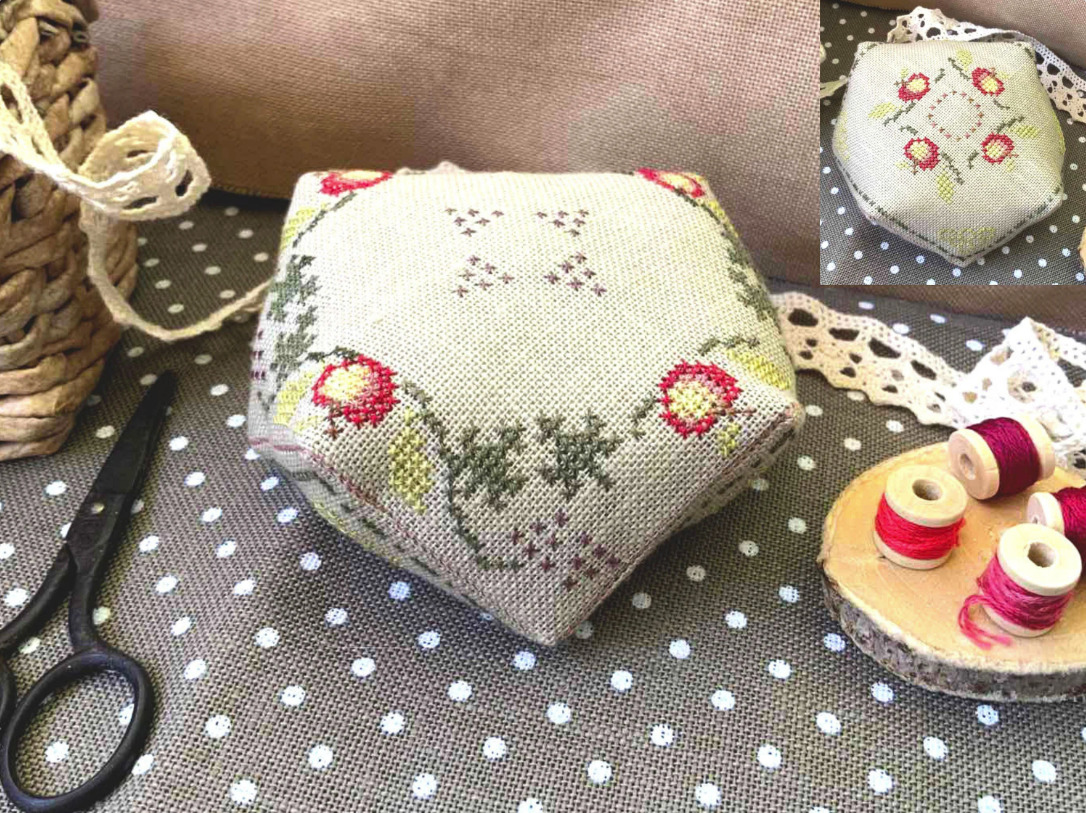 Apple & Grapes Biscornu - PDF Cross Stitch Pattern