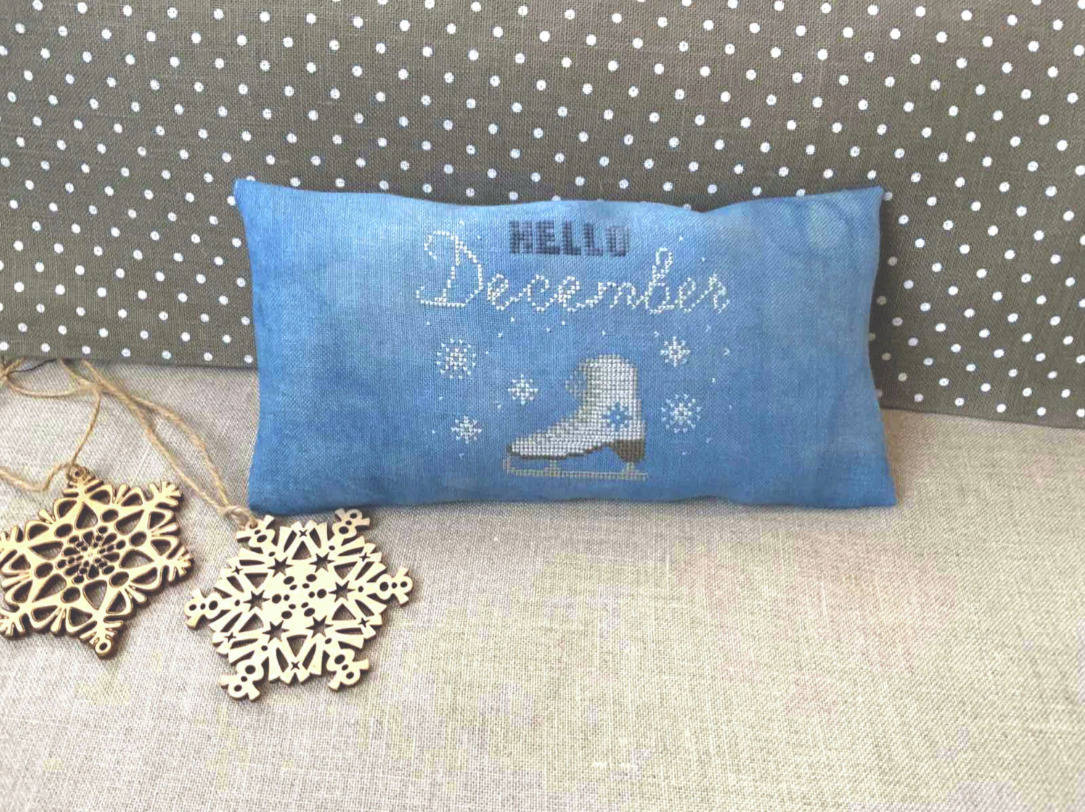 Hello December Blue - Christmas Cross Stitch Pattern