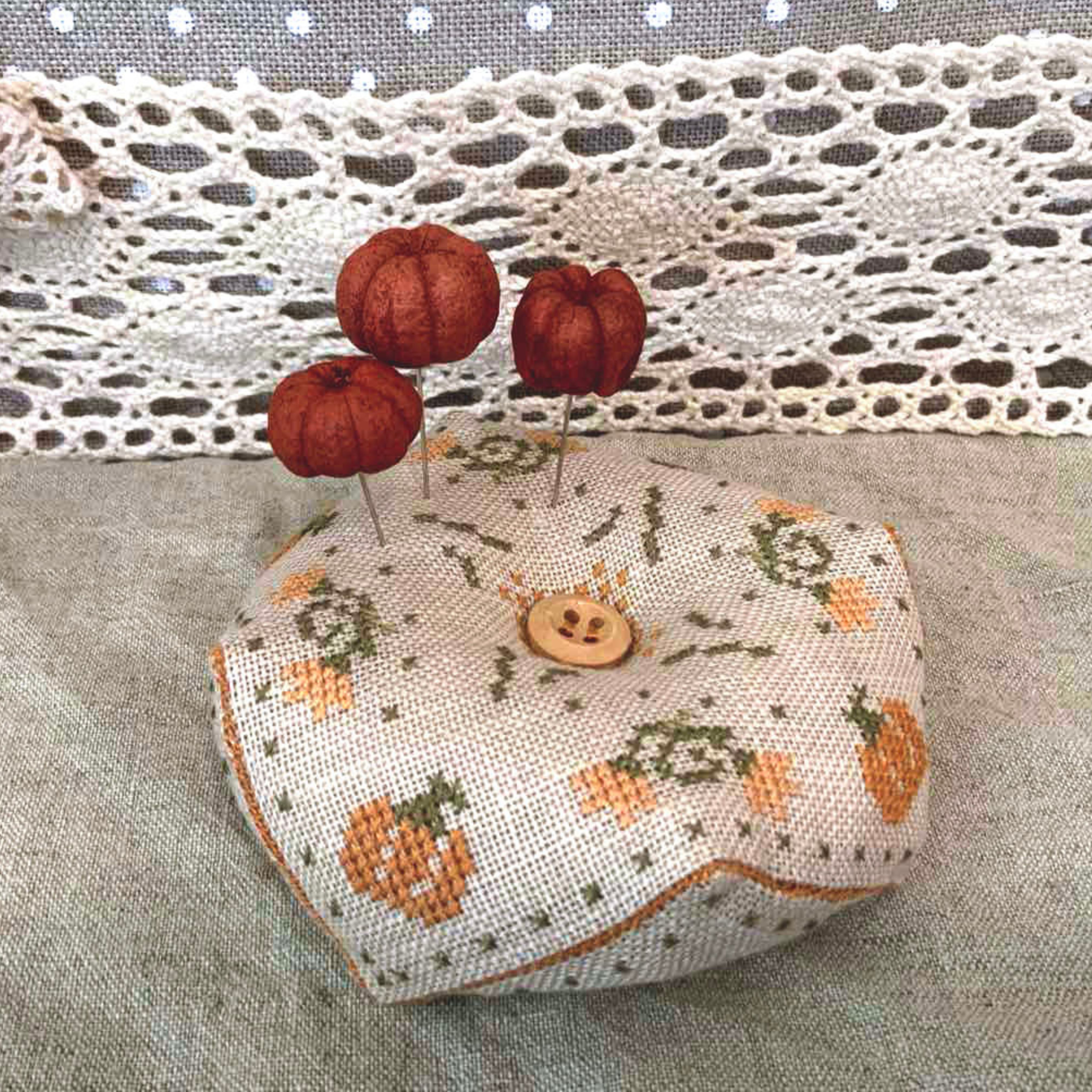 Pumpkin Spice Biscornu - Fall Cross Stitch Pattern