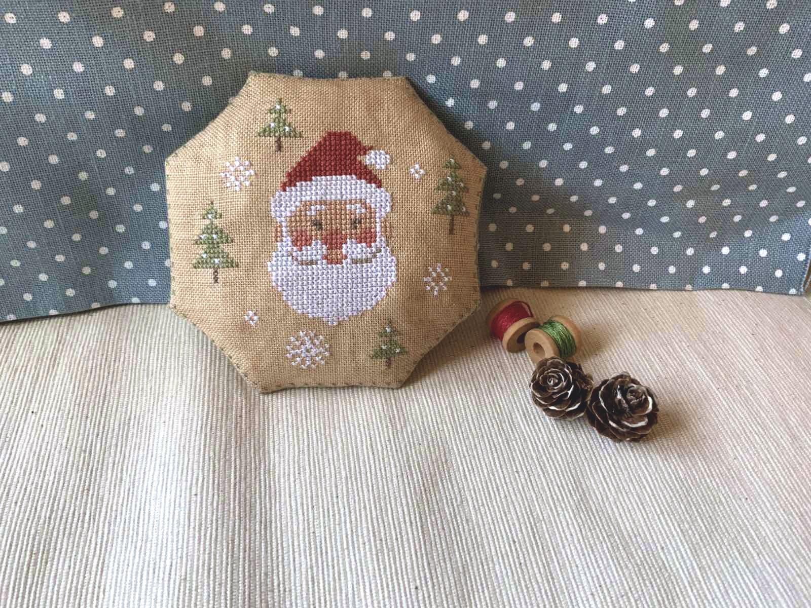 Santa in the Pines - Christmas Cross Stitch Pattern