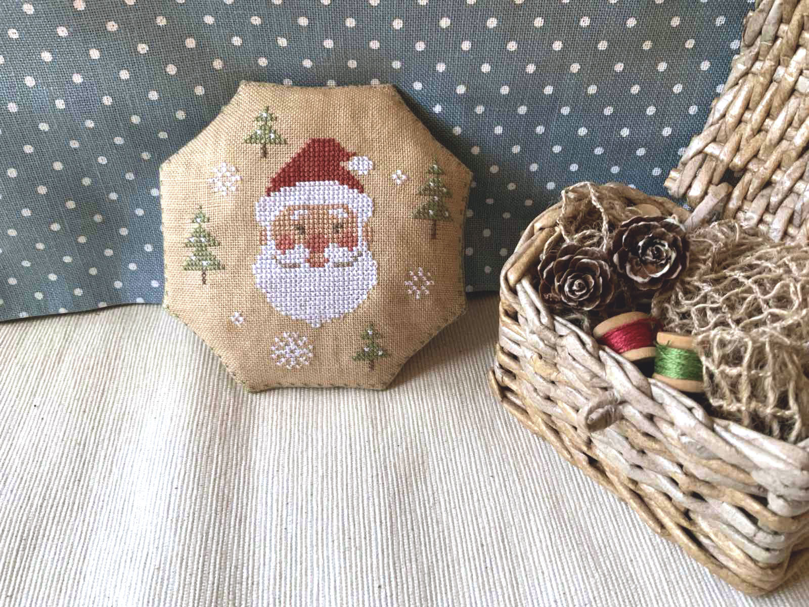 Santa in the Pines - Christmas Cross Stitch Pattern