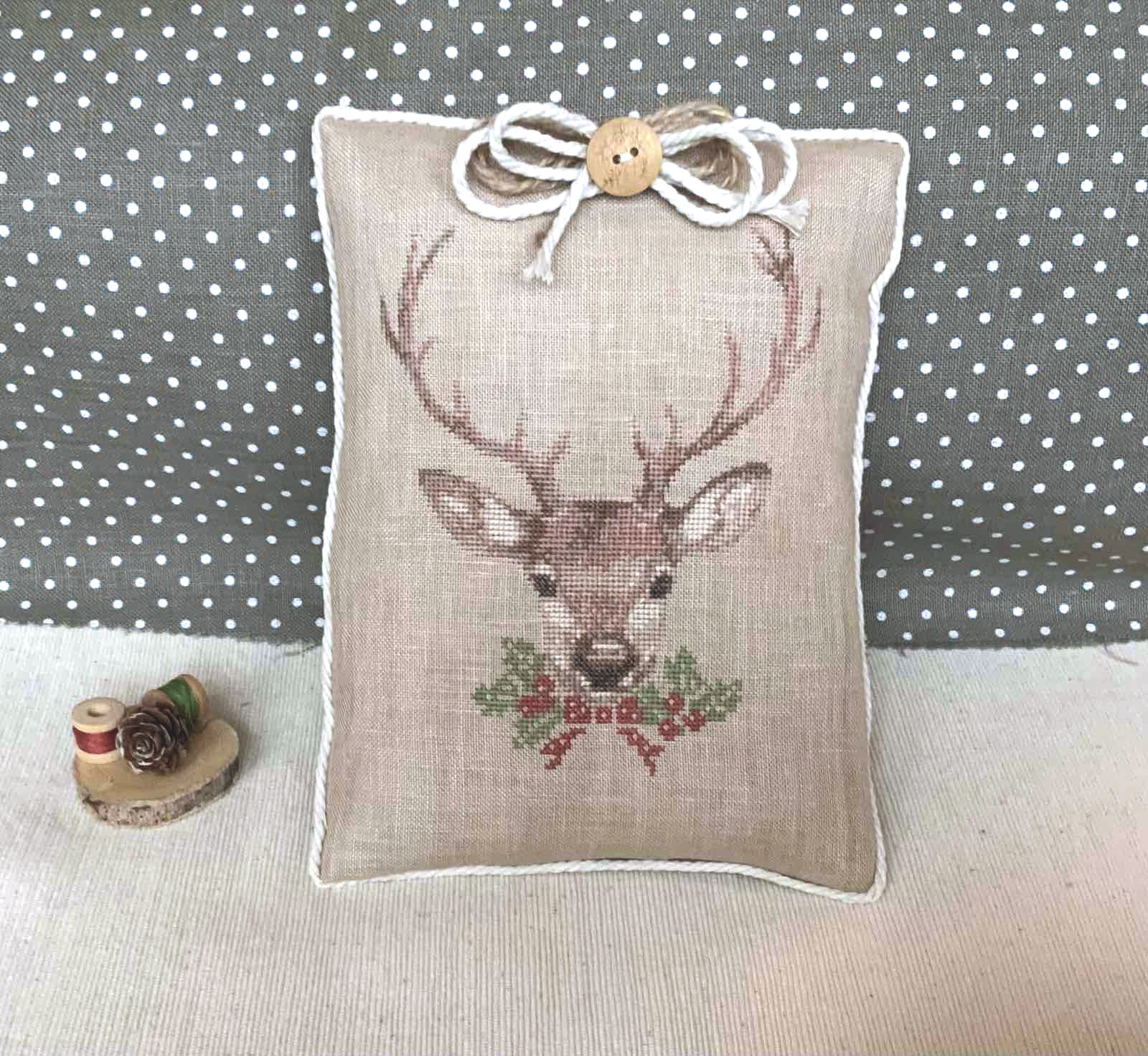 Holly Jolly Reindeer - Christmas Cross Stitch Pattern