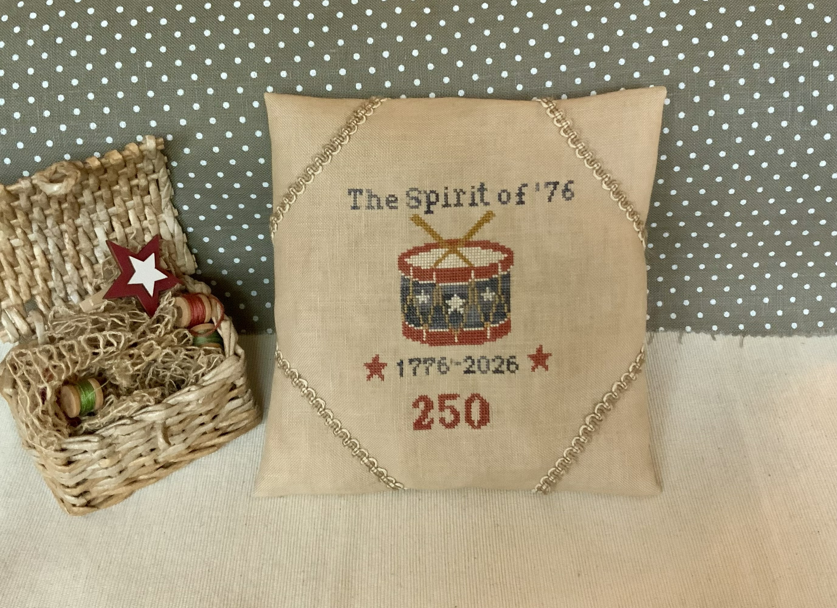 The Spirit of '76 - Patriotic Cross Stitch Pattern, zoomed in. Select this picture to zoom back out.