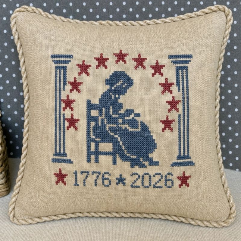 She Stitched the Stars - Patriotic Cross Stitch Pattern, zoomed in. Select this picture to zoom back out.