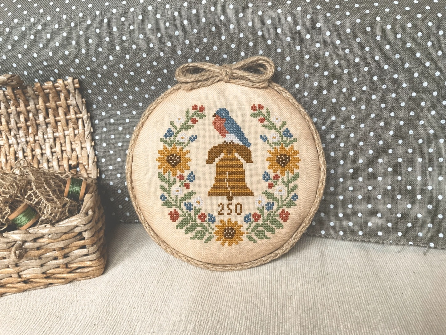 Ring For Liberty - Patriotic Cross Stitch Pattern, zoomed in. Select this picture to zoom back out.