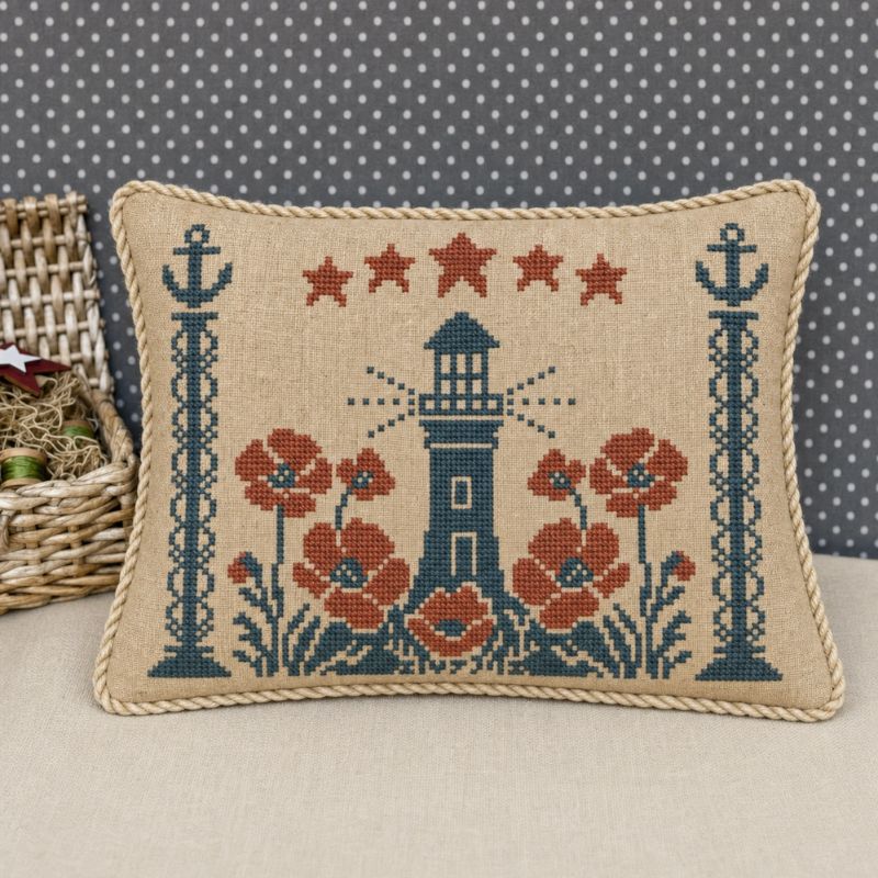 Anchored in Light - Patriotic PDF Cross Stitch Pattern, zoomed in. Select this picture to zoom back out.
