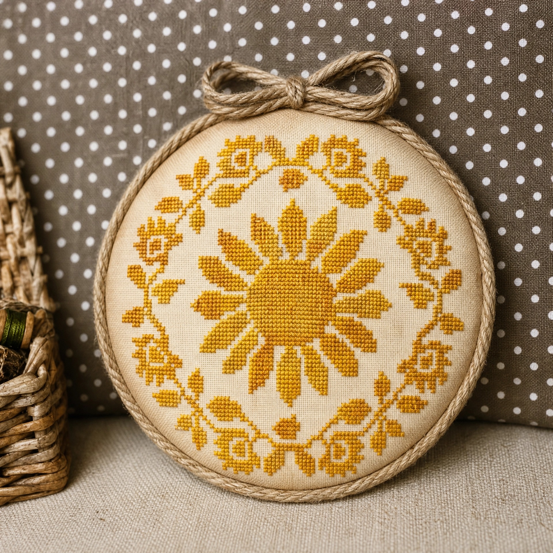 Golden Honey Sunflower - Cross Stitch Pattern, zoomed in. Select this picture to zoom back out.