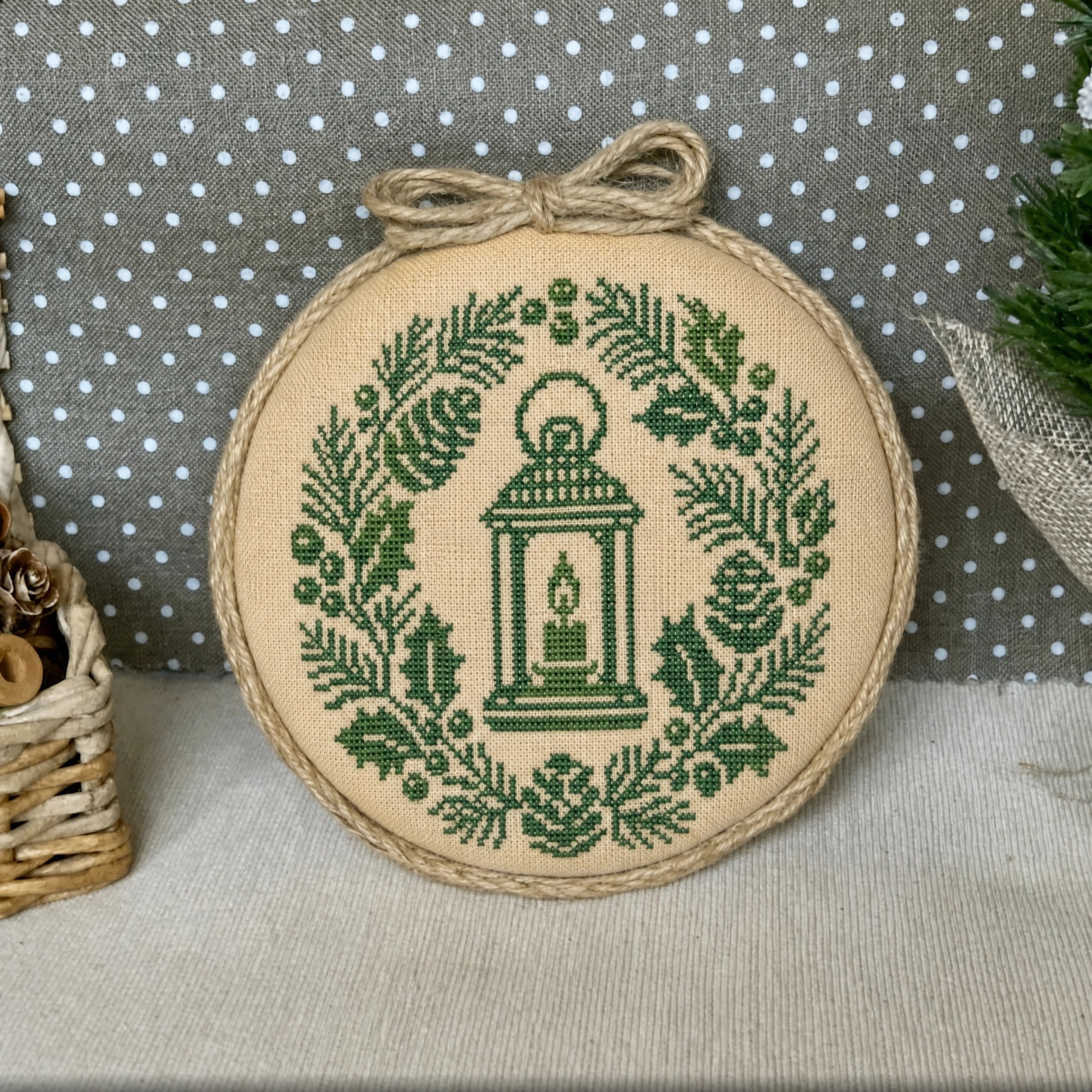 The Winter Lantern - Cross Stitch Pattern, zoomed in. Select this picture to zoom back out.