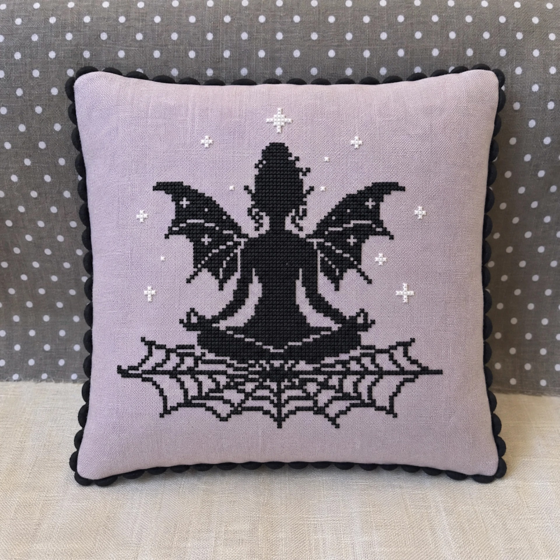 Shadow Yogini - Halloween Cross Stitch Pattern, zoomed in. Select this picture to zoom back out.