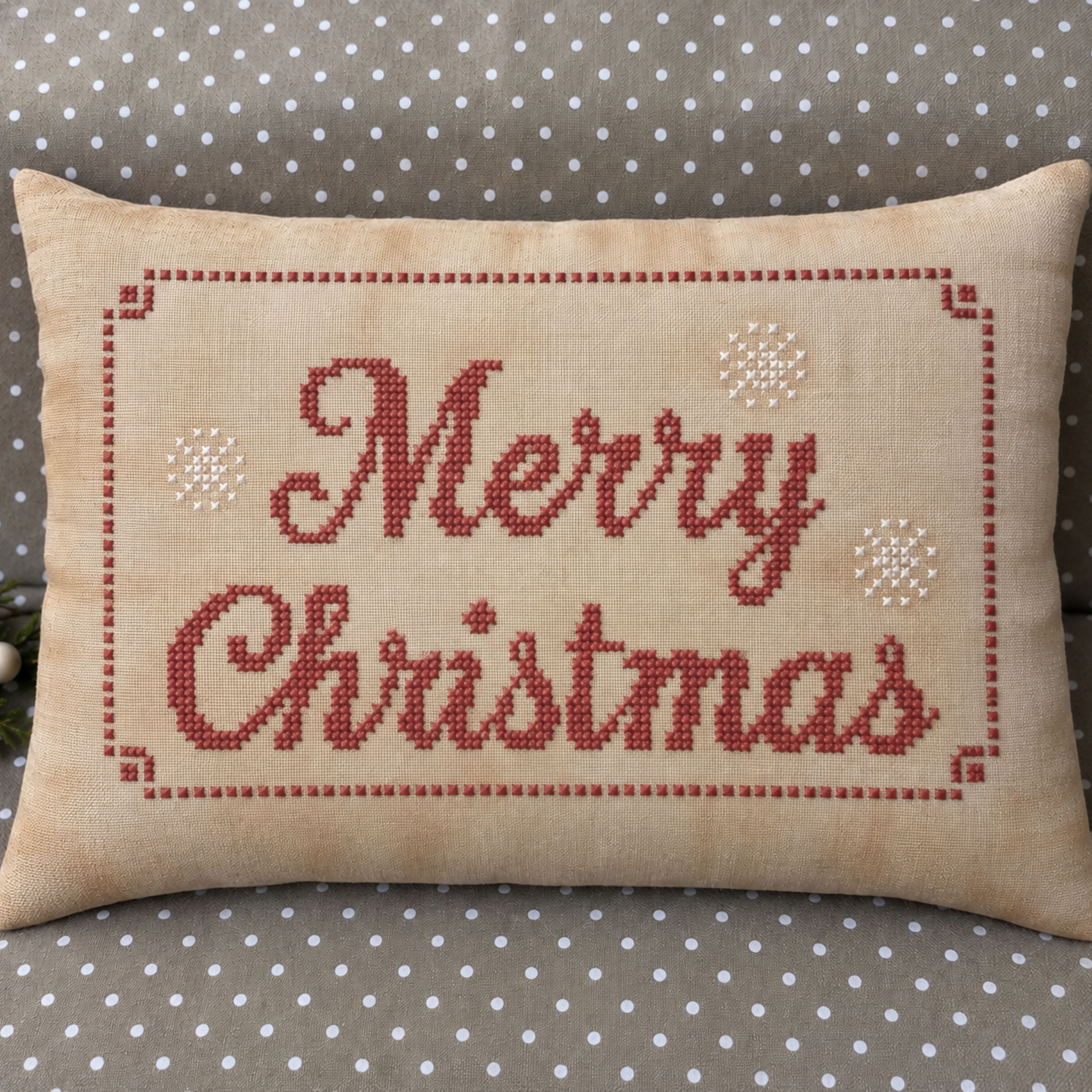 The Christmas Card - Cross Stitch Pattern, zoomed in. Select this picture to zoom back out.