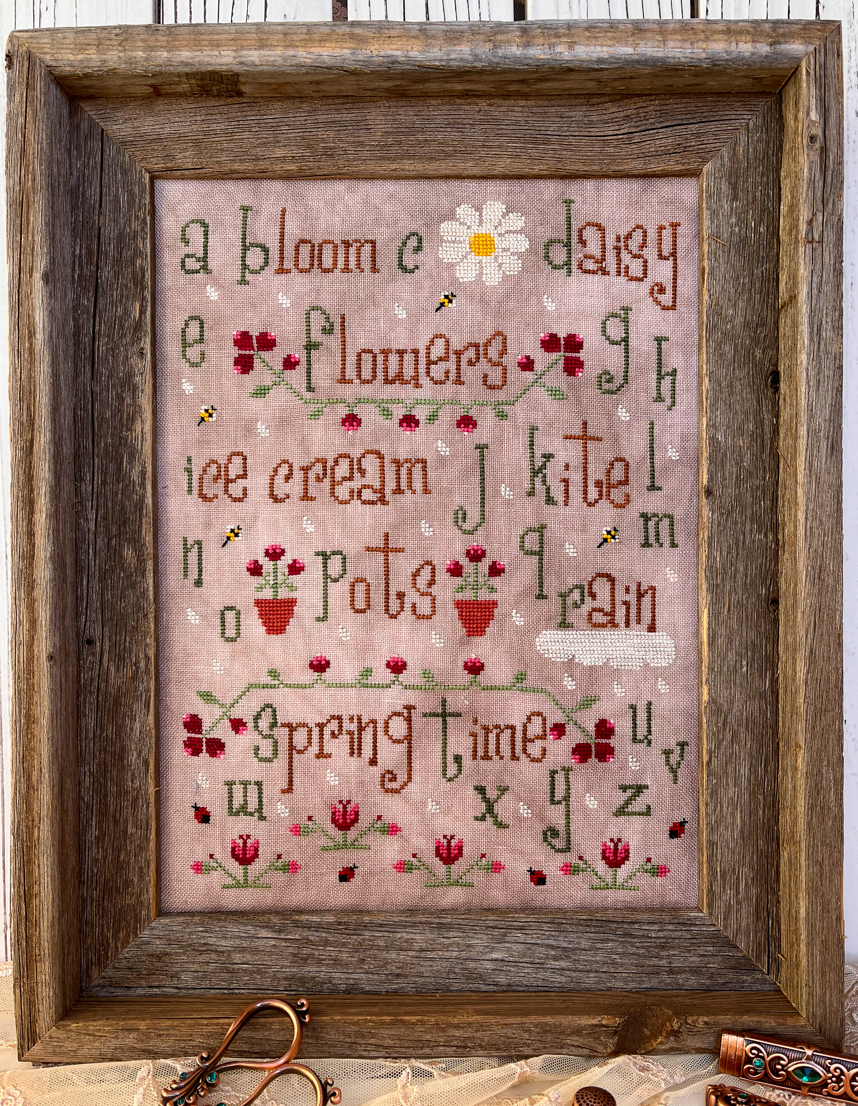 Spring Alphabet Sampler - Cross Stitch Pattern