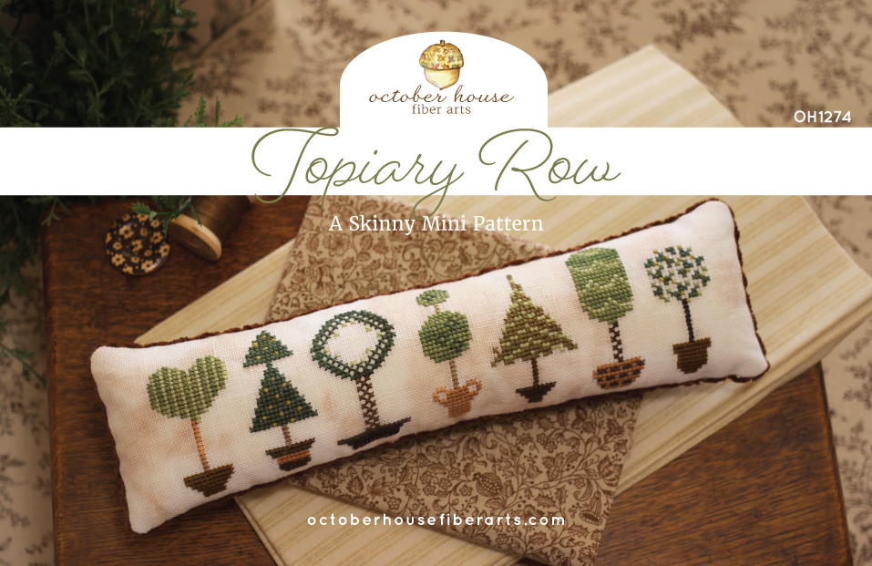 Topiary Row - A Skinny Mini - Cross Stitch Pattern
