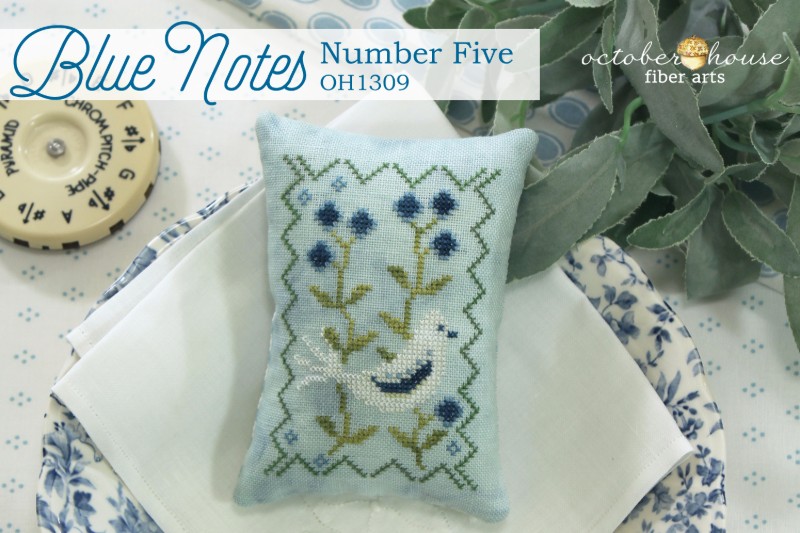 Blue Notes - Number Five - Cross Stitch Pattern, zoomed in. Select this picture to zoom back out.