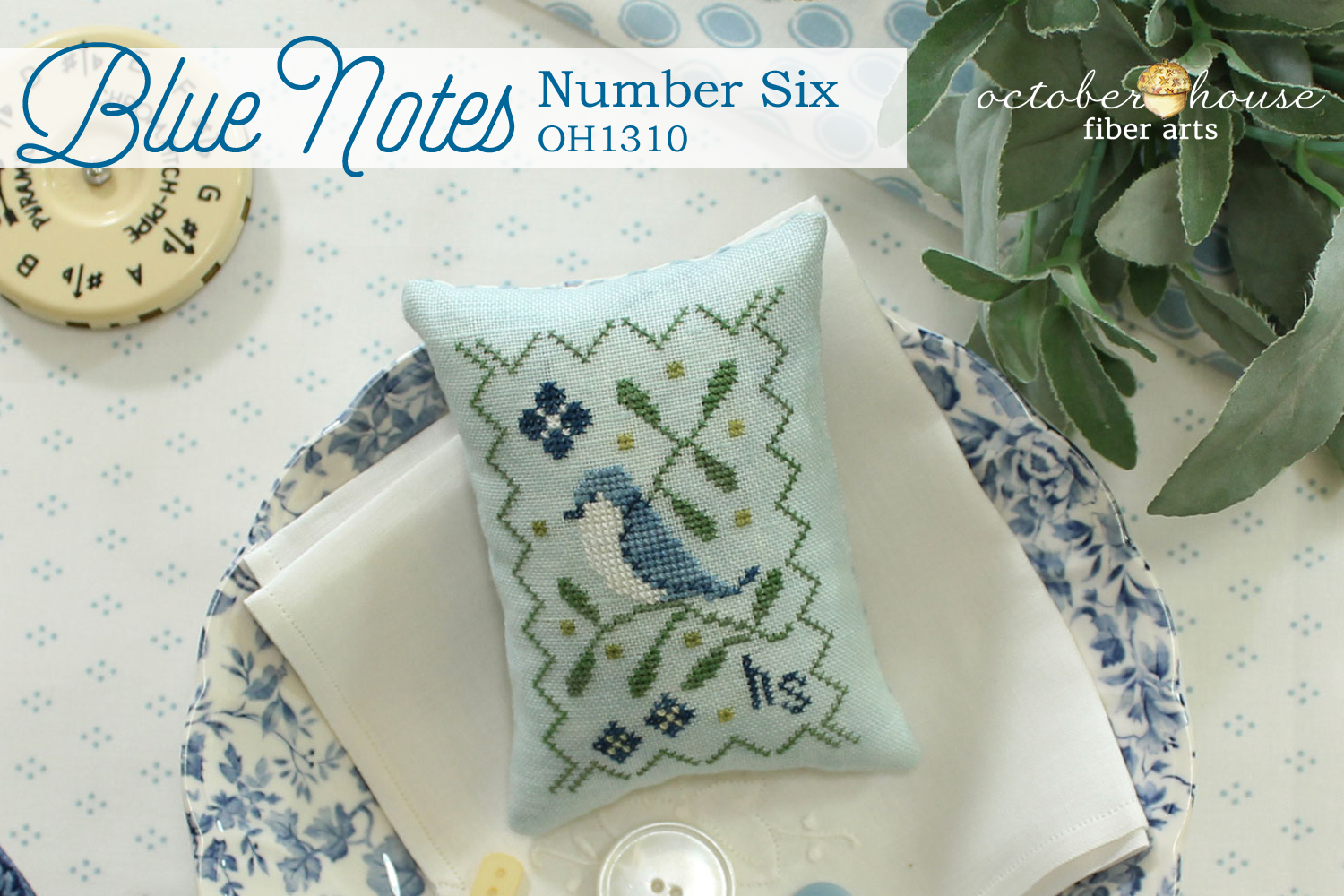 Blue Notes - Number Six - Cross Stitch Pattern, zoomed in. Select this picture to zoom back out.