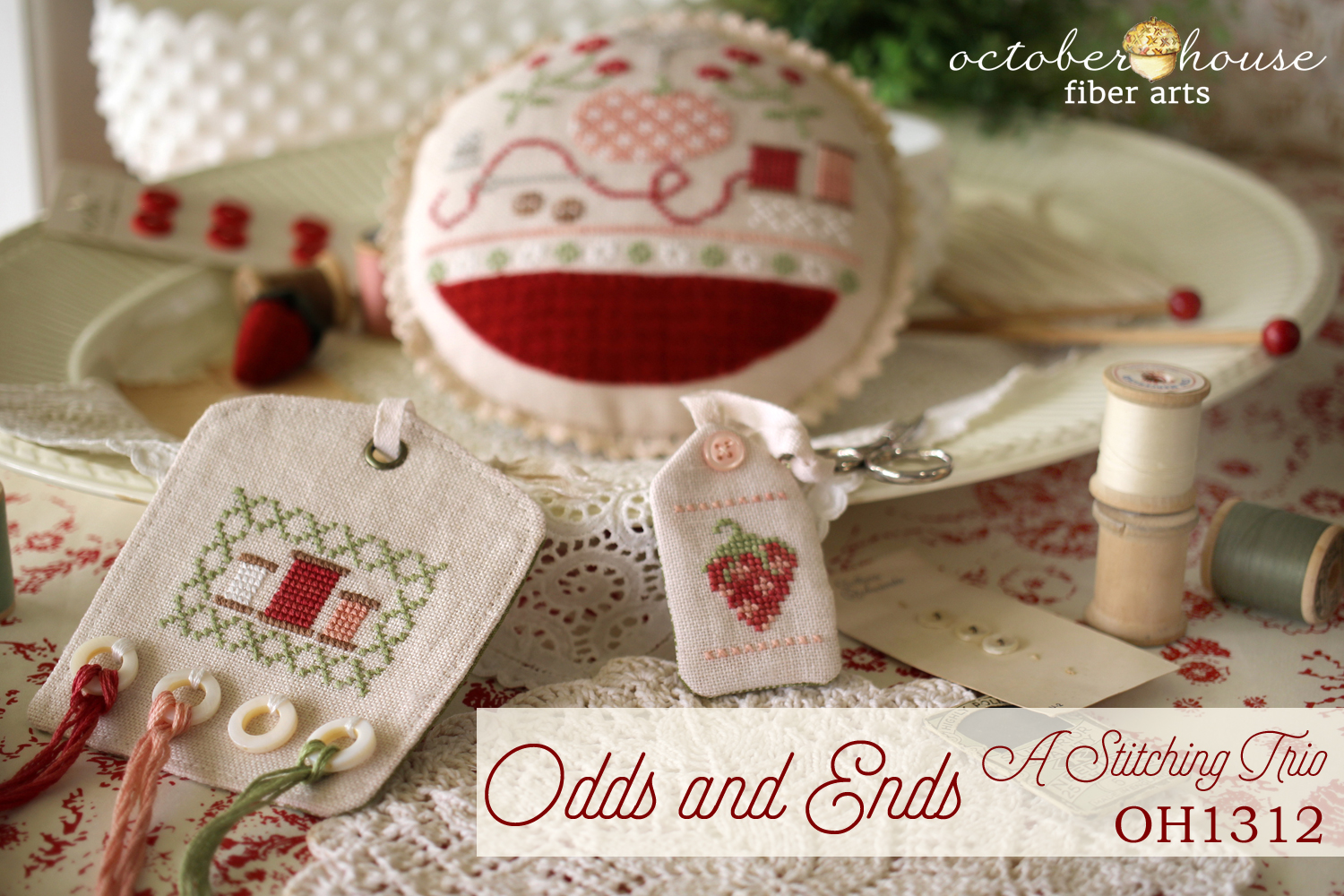 Odds and Ends: A Stitching Trio - Cross Stitch Pattern, zoomed in. Select this picture to zoom back out.