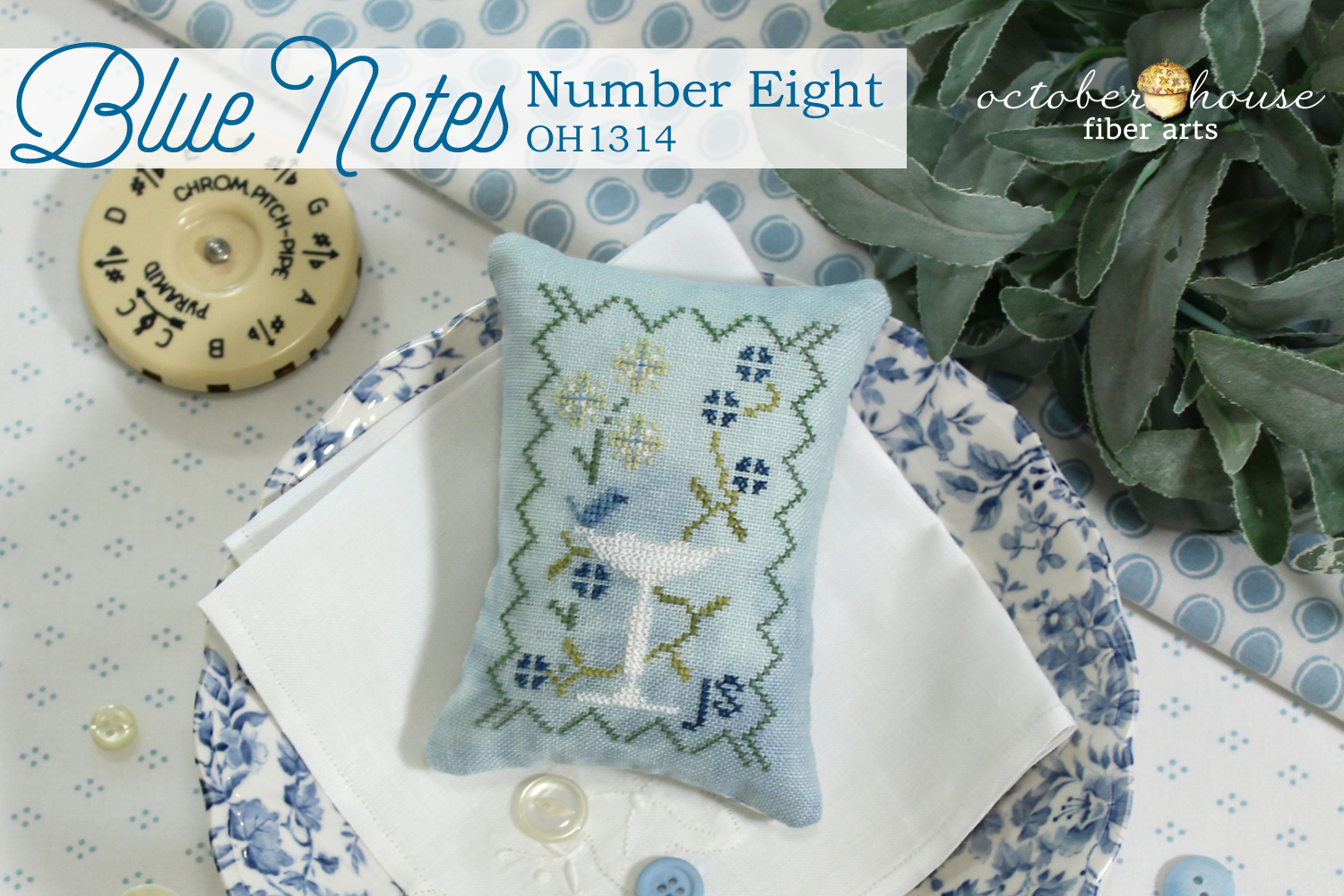 Blue Notes - Number Eight - Cross Stitch Pattern, zoomed in. Select this picture to zoom back out.