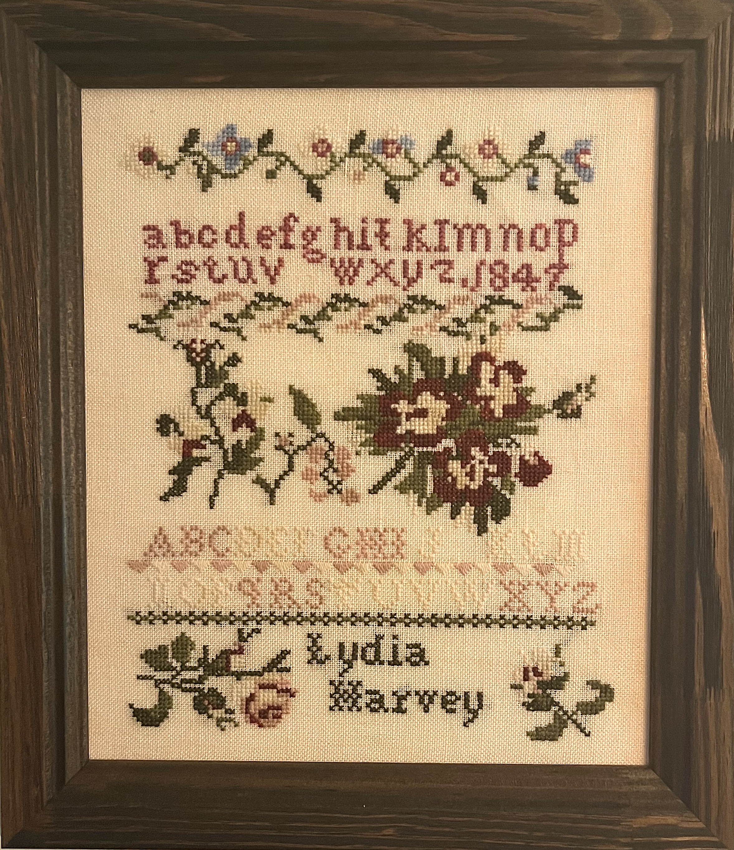Lydia Harvey - Harmon Museum- 1847 - Cross Stitch Pattern