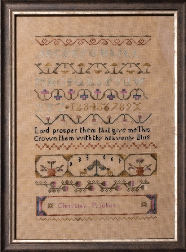 Christian Riches - A Norwich Sampler - Cross Stitch Pattern, zoomed in. Select this picture to zoom back out.