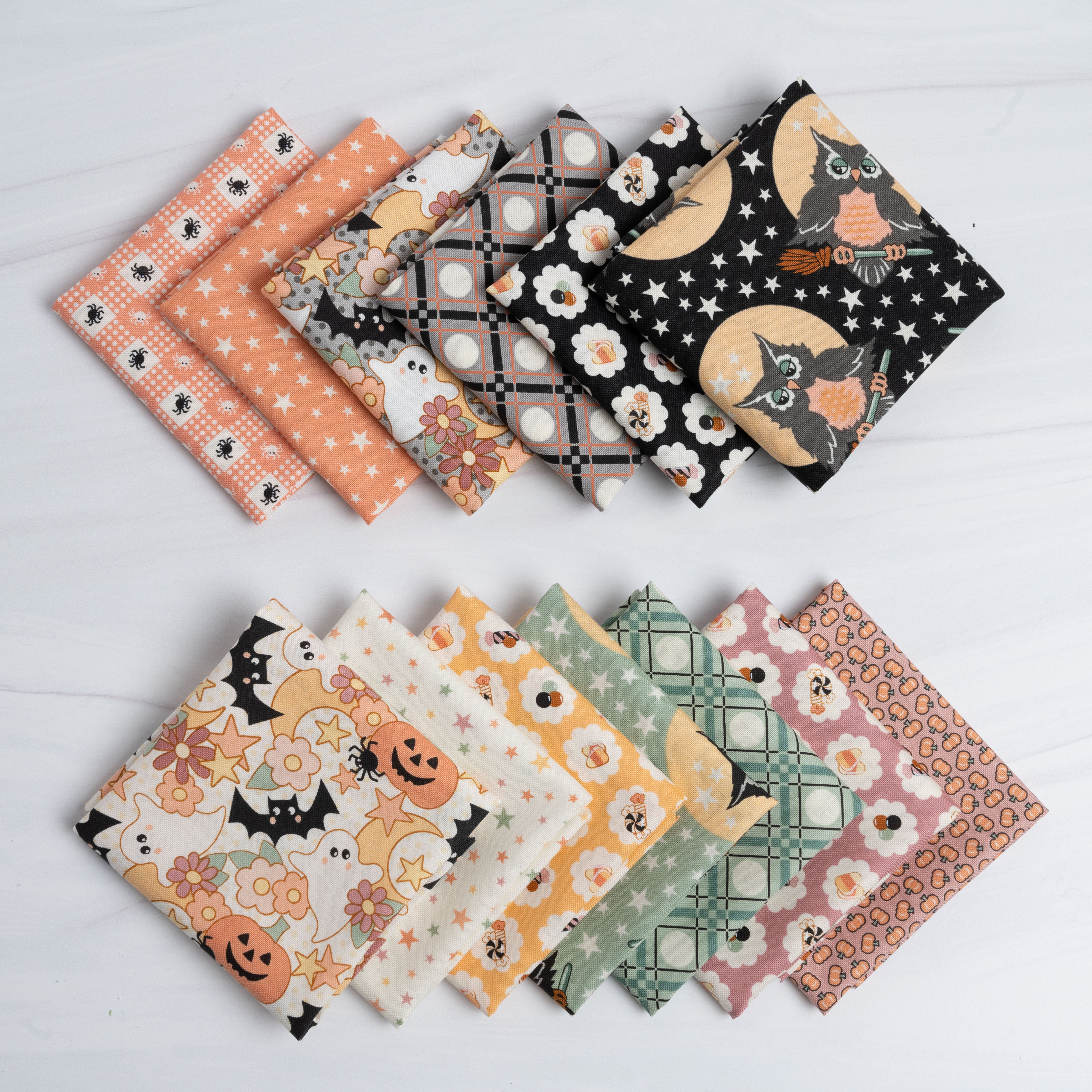 Owl O Ween Pumpkin - Stars Star - Quilt Fabric