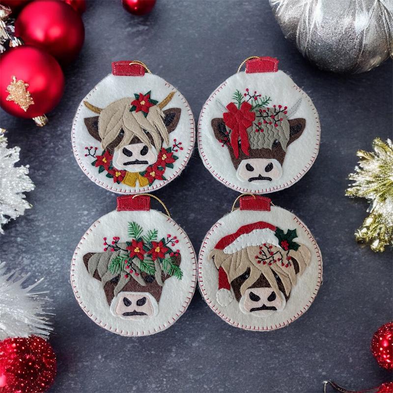 Christmas Cows Ornament - Felt Applique Pattern