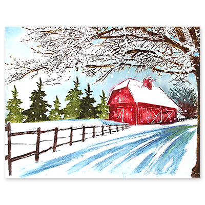 Winter Barn - Cling Rubber Stamp