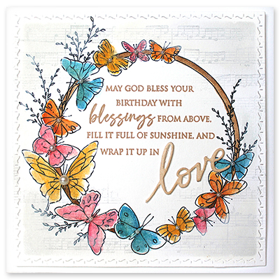 Winged Wreath - Cling Rubber Stamp