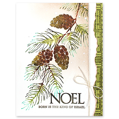 Fir Branch - Christmas Rubber Stamp, different perspective #1, zoomed in. Select this picture to zoom back out.
